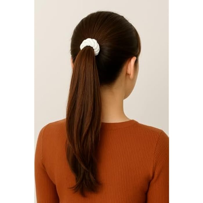 Braided Hair Ties for Women and Girls, Thick Elastic Scrunchies, Pack of 12, Strong Hold No Damage (White) - Image 4